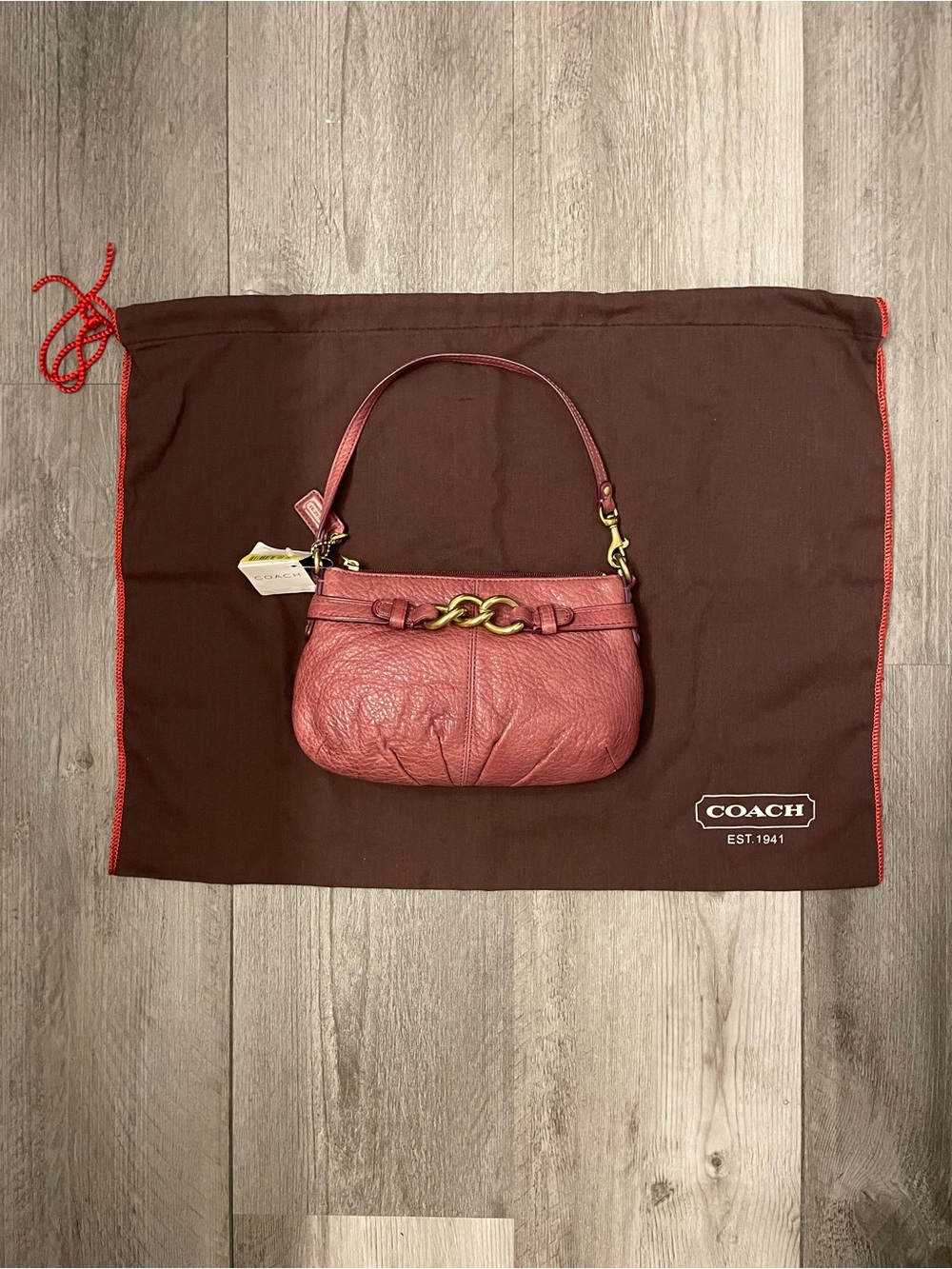 COACH Brooke Pebbled Leather Wristlet with Gold Hardware